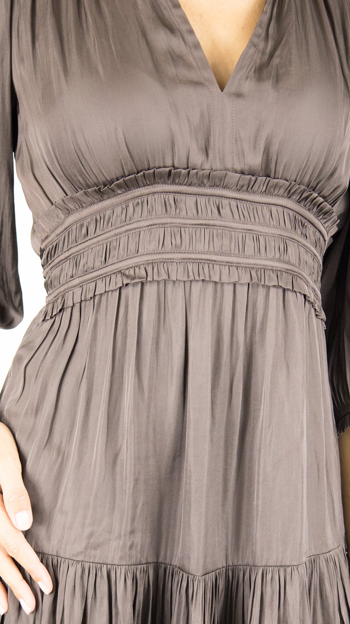 ROBE COURTE FLUIDE BA&SH CYRILIA#COLOR_CHOCOLAT