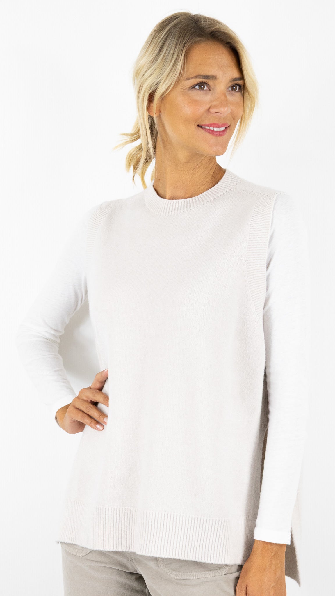PULL LONG SANS MANCHES D8844 ALEXANDRE LAURENT#COLOR_BEIGE