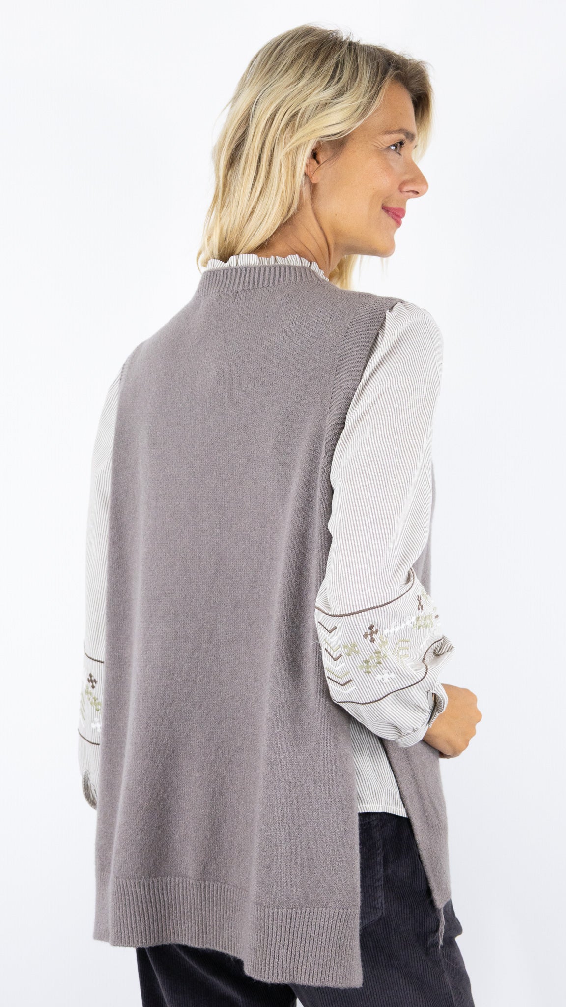 GILET SANS MANCHES ALEXANDRE LAURENT D8844#COLOR_TORTORA/TAUPE