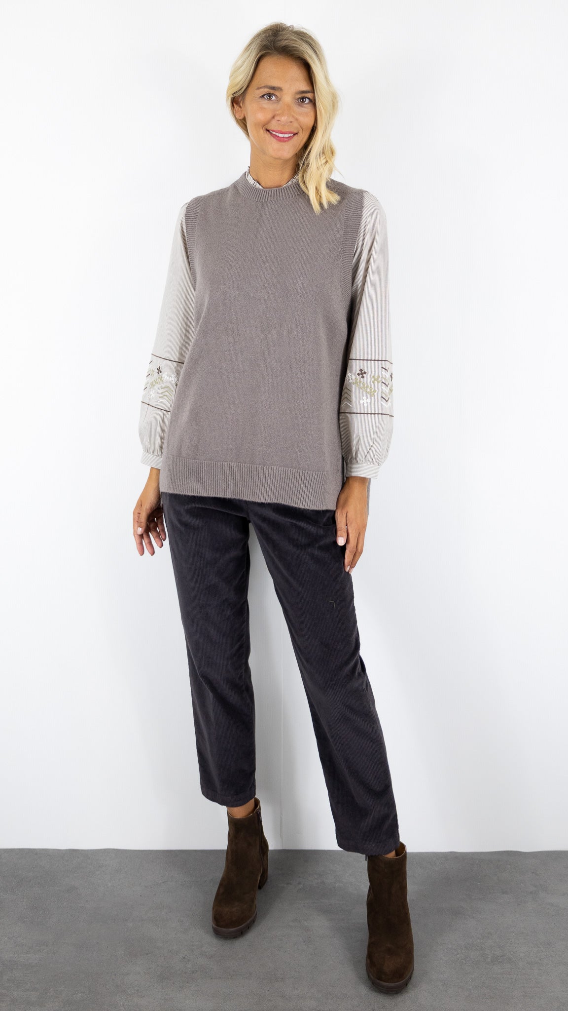 GILET SANS MANCHES ALEXANDRE LAURENT D8844#COLOR_TORTORA/TAUPE