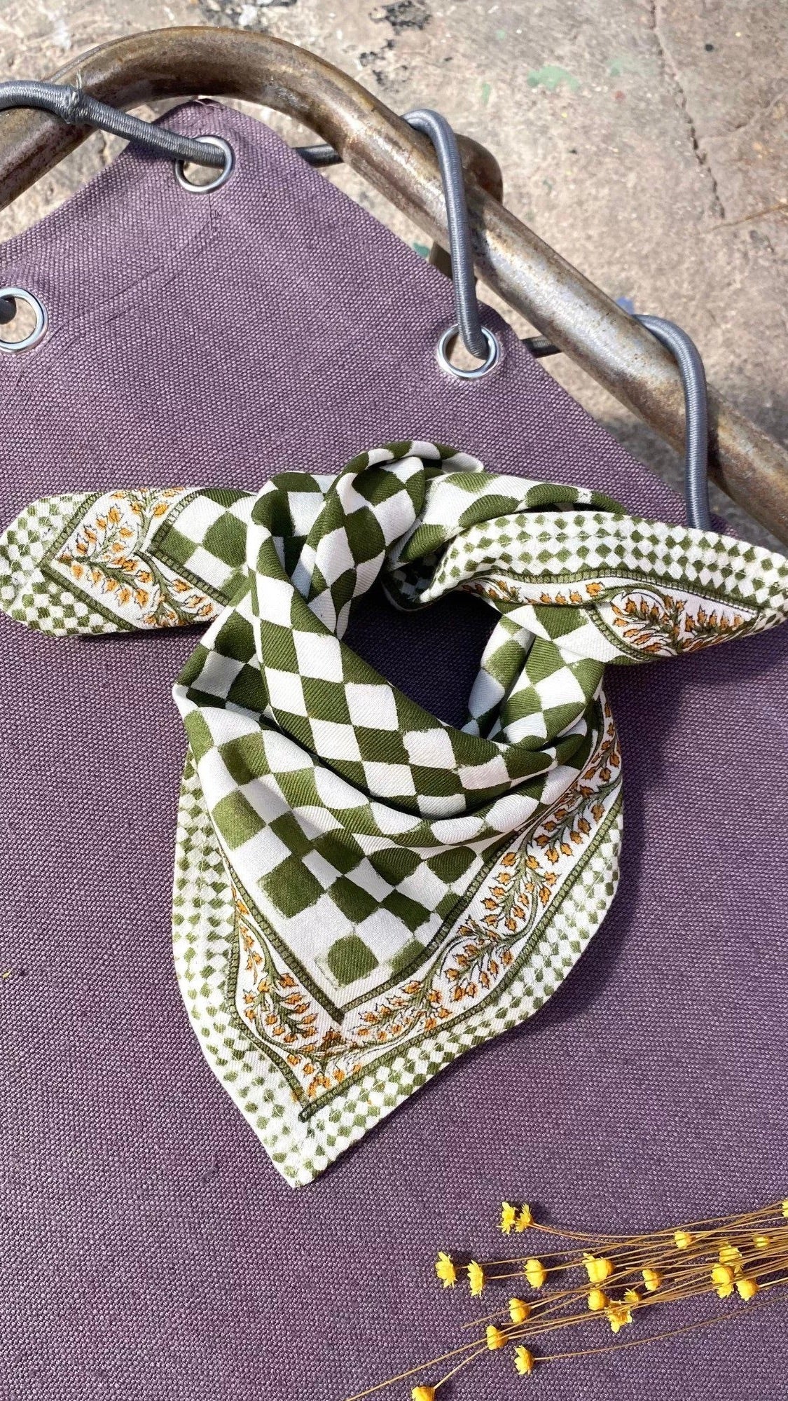 FOULARD BELLEMME DAMIER PETIT FORMAT#COLOR_KAKI