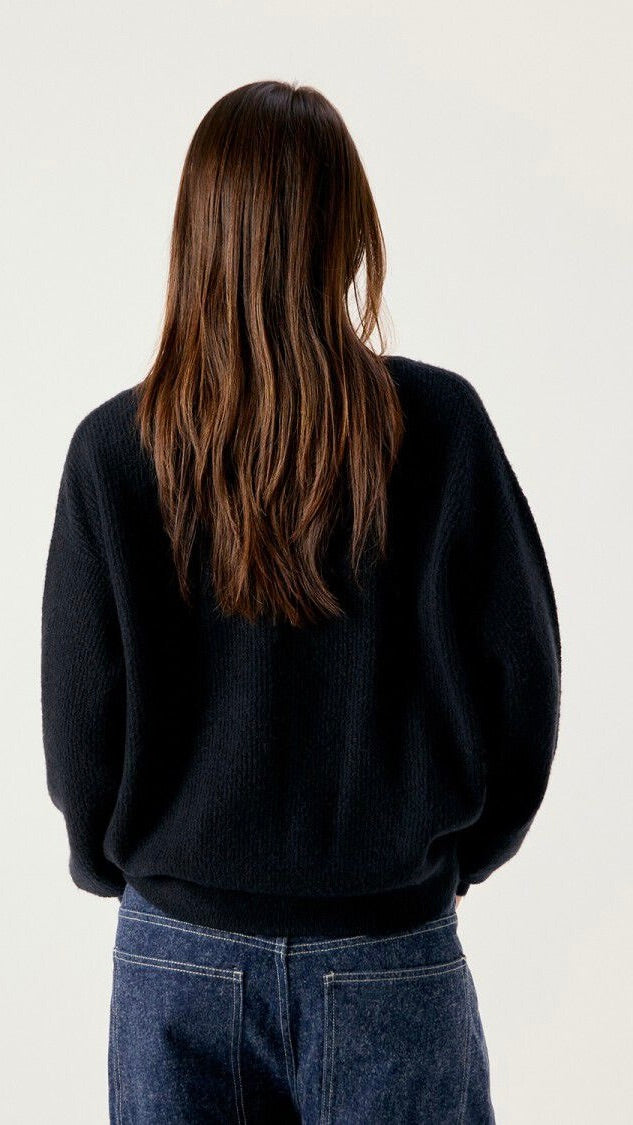 PULL V AMPLE EN LAINE POUR FEMME AMERICAN VINTAGE DAMSVILLE#COLOR_NOIR
