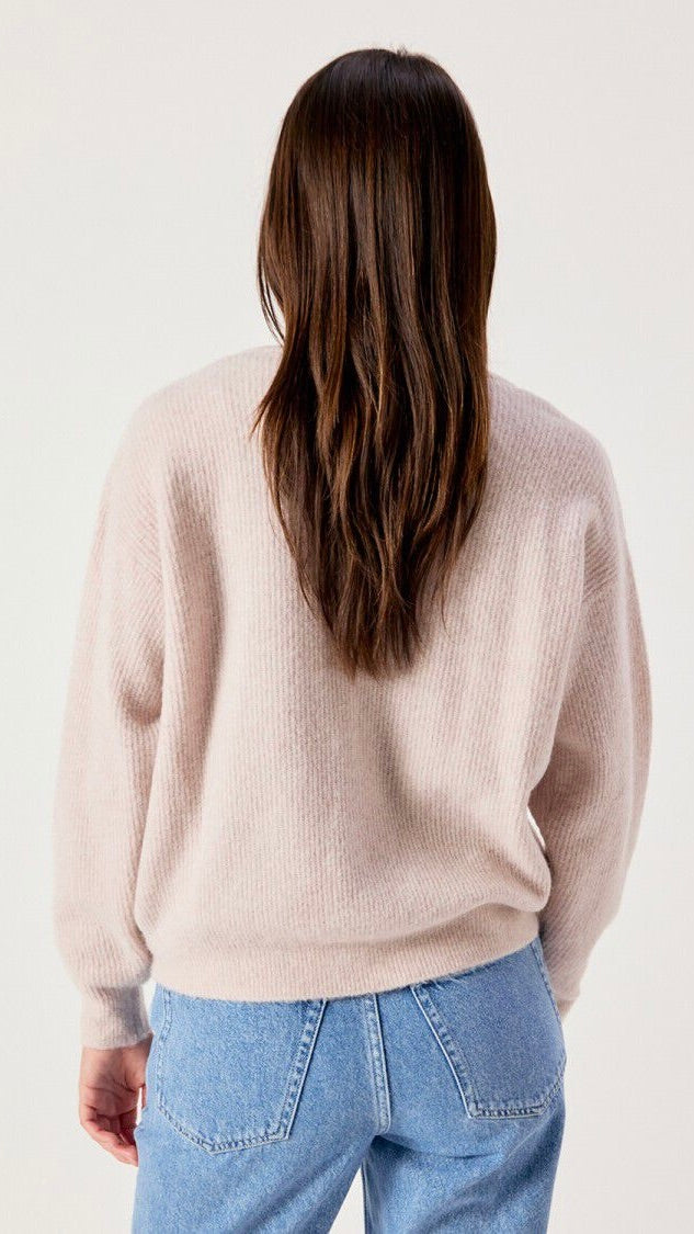 PULL V AMPLE EN LAINE POUR FEMME AMERICAN VINTAGE DAMSVILLE#COLOR_POUSSIERE CHINE