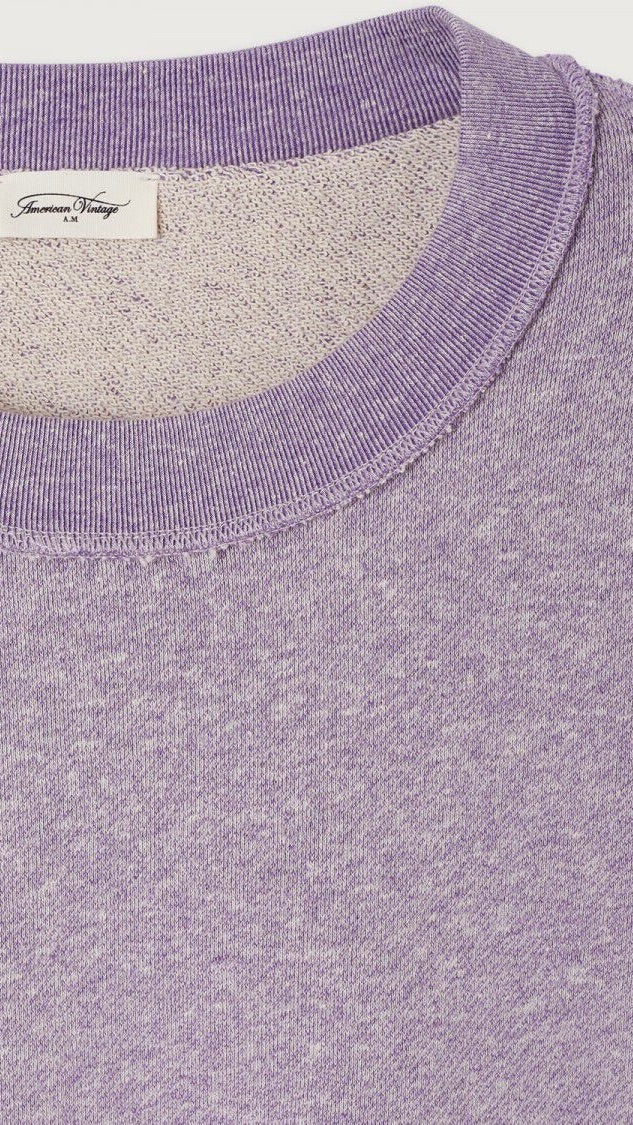 SWEAT COURT CHINE MANCHES LONGUES POUR FEMME AMERICAN VINTAGE DANTOWN#color_MAUVE CHINE