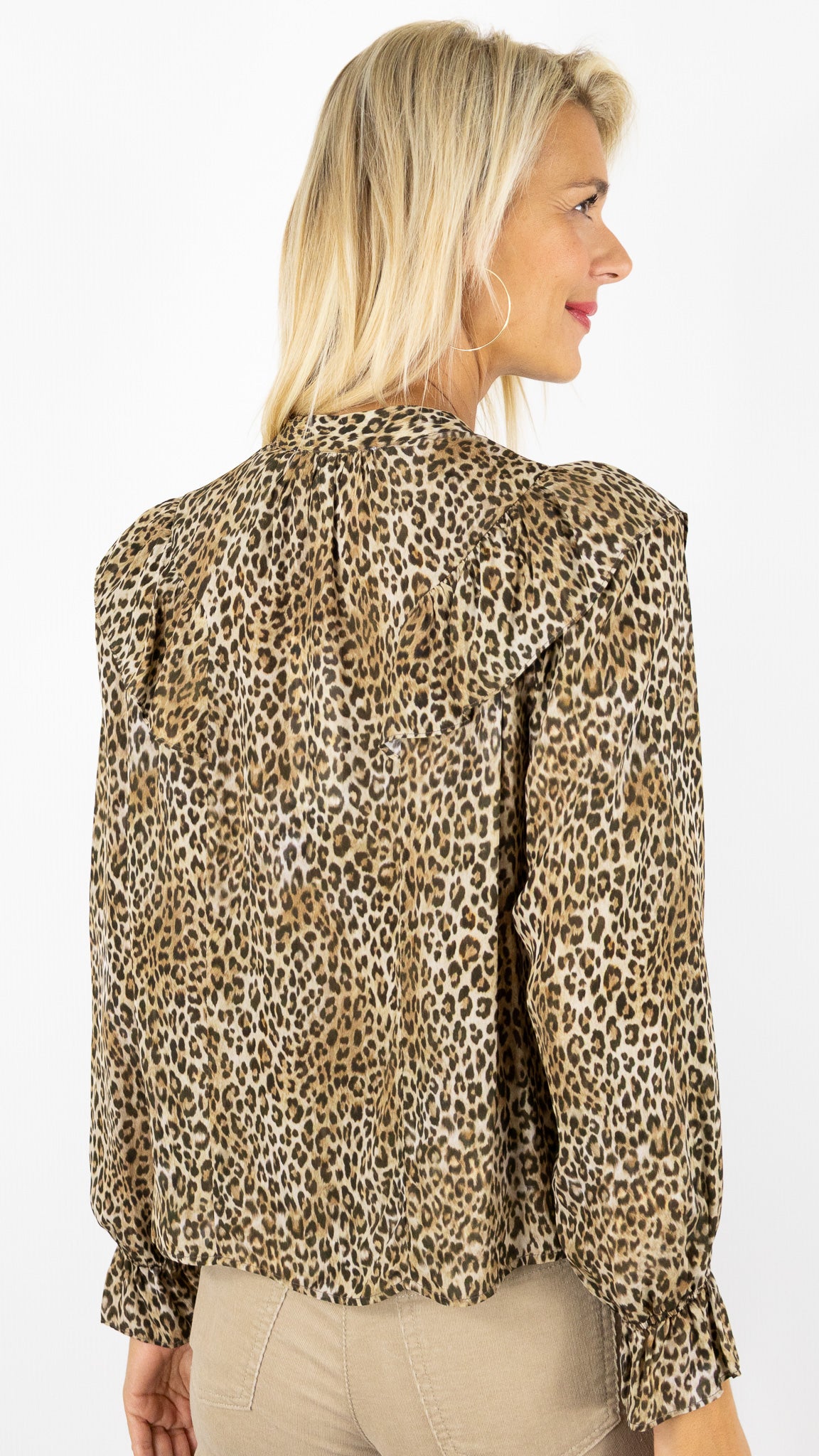 CHEMISE FLUIDE VOLANTE LEOPARD BEIGE GERARD DAREL DCC19 C325
