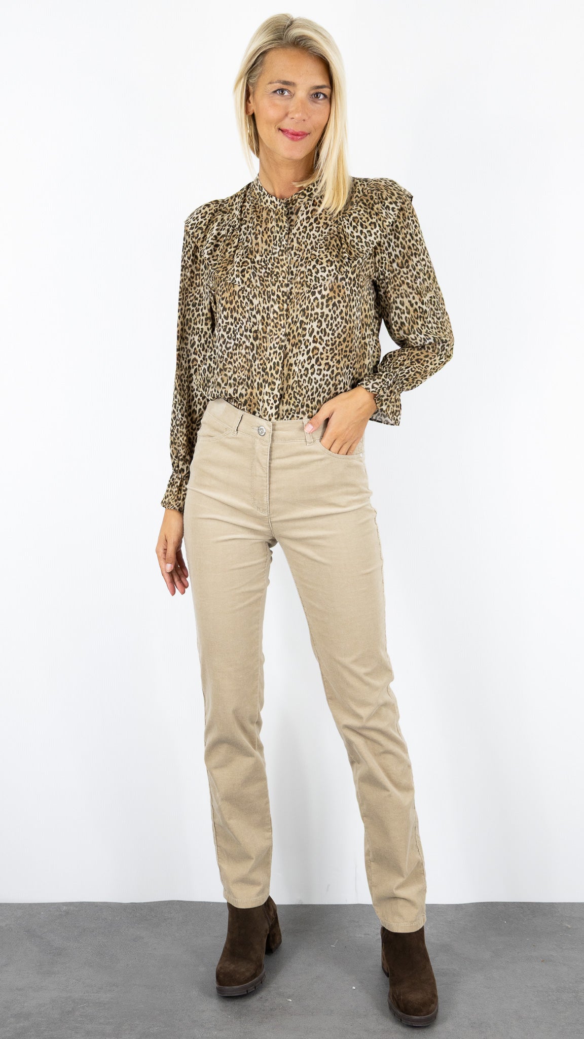 CHEMISE FLUIDE VOLANTE LEOPARD BEIGE GERARD DAREL DCC19 C325