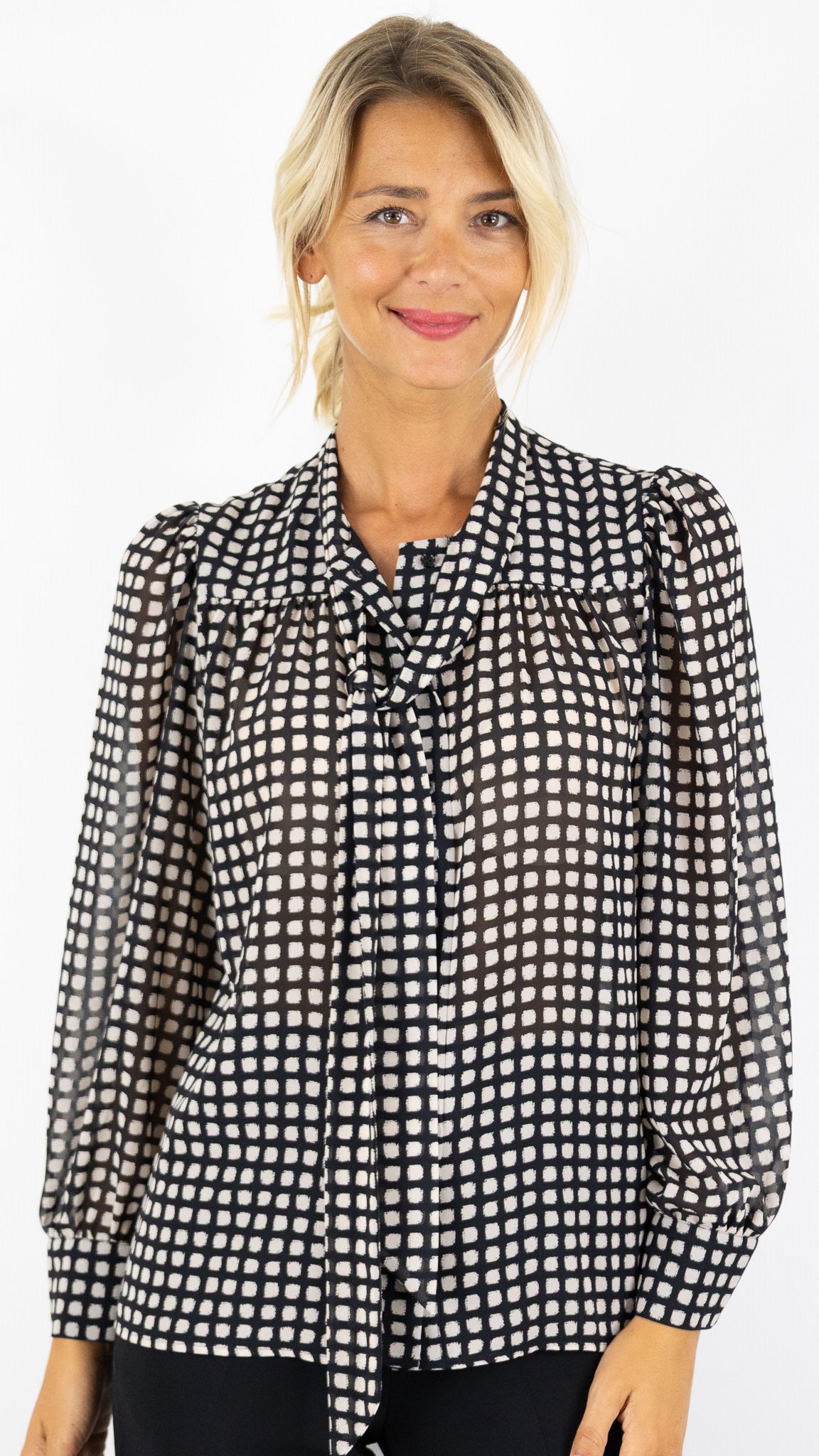 BLOUSE FLUIDE A POIS NOIR ET ECRU GERARD DAREL DCC25 C191