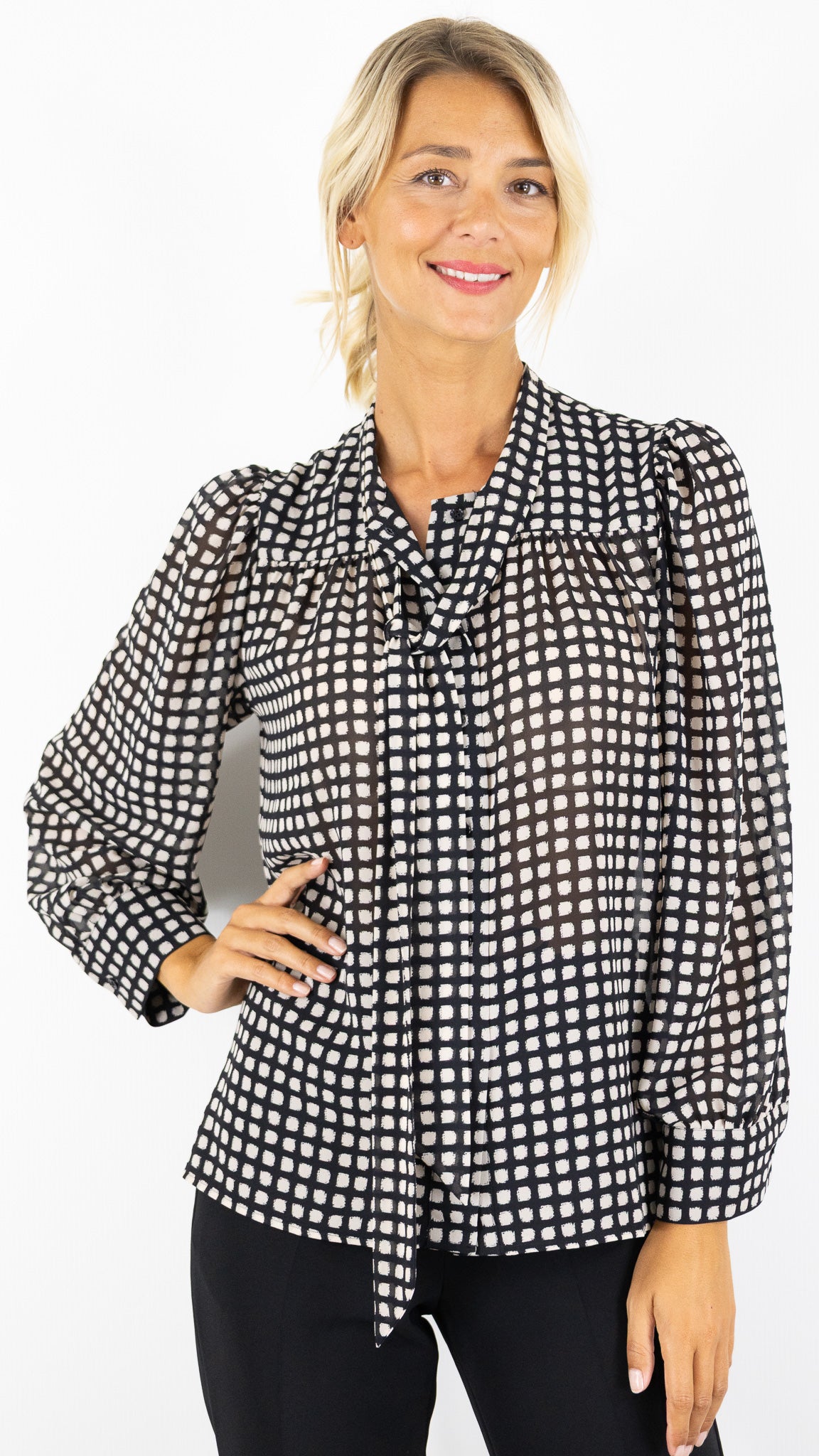 BLOUSE FLUIDE A POIS NOIR ET ECRU GERARD DAREL DCC25 C191