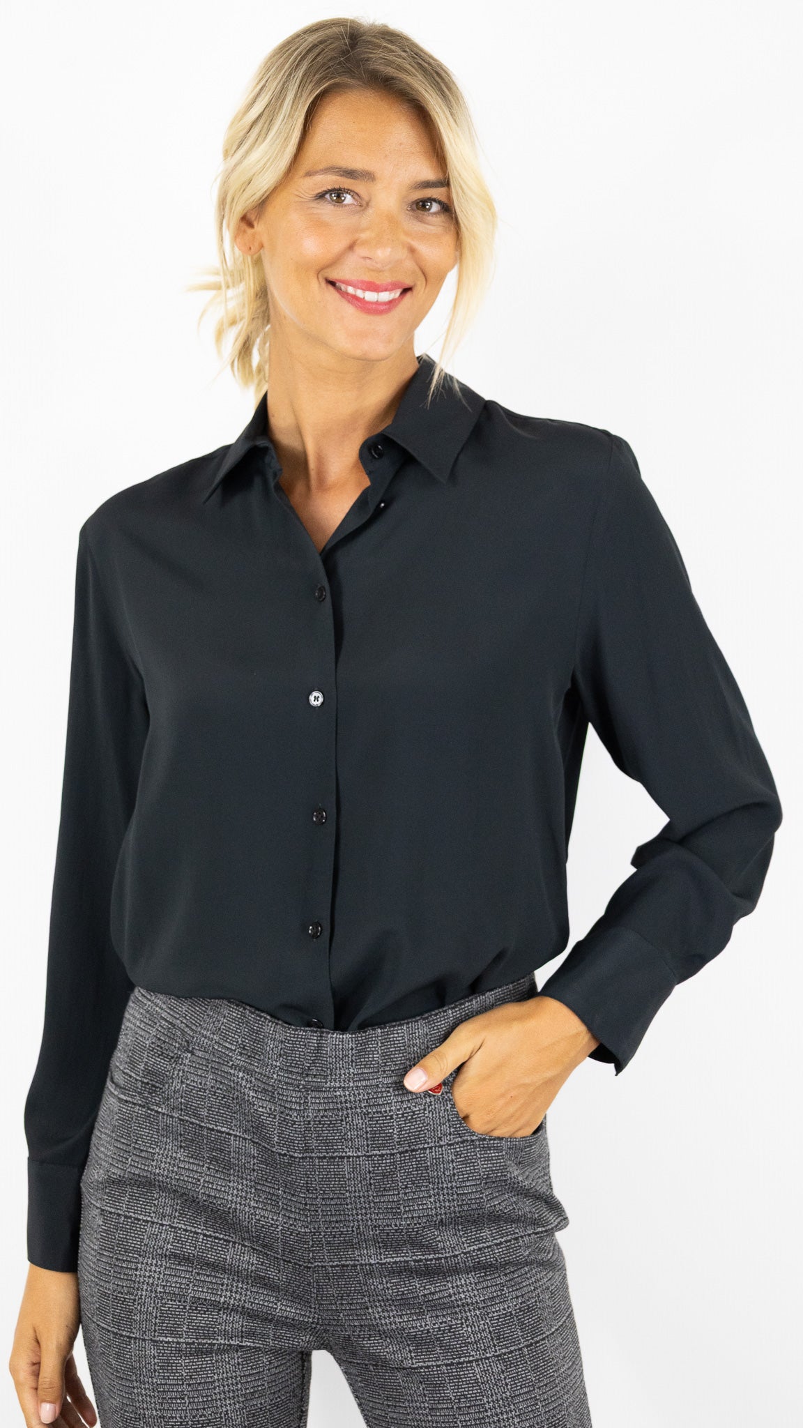 CHEMISE SATINEE FLUIDE GERARD DAREL AGATHE#COLOR_91/NOIR