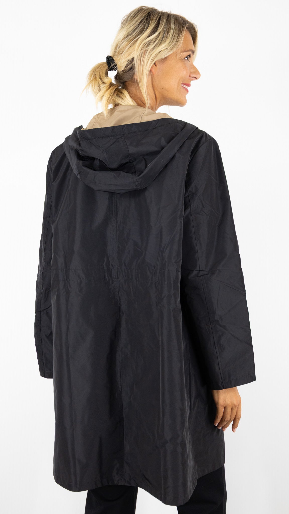 PARKA A CAPUCHE MI-LONGUE REVERSIBLE POUR FEMME CAMEL ET NOIR GERARD DAREL XIMENA DCE14 C018
