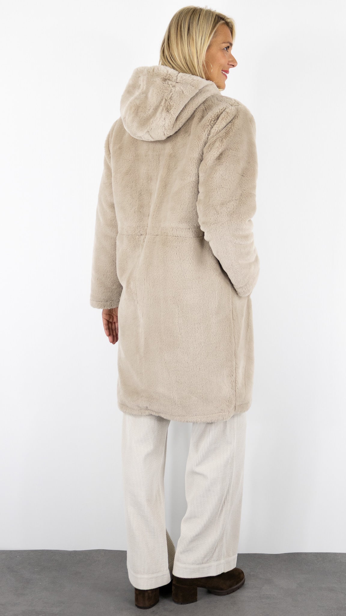 PARKA REVERSIBLE KAKI ET FAUSSE FOURRURE BEIGE POUR FEMME GERARD DAREL MAYLINE