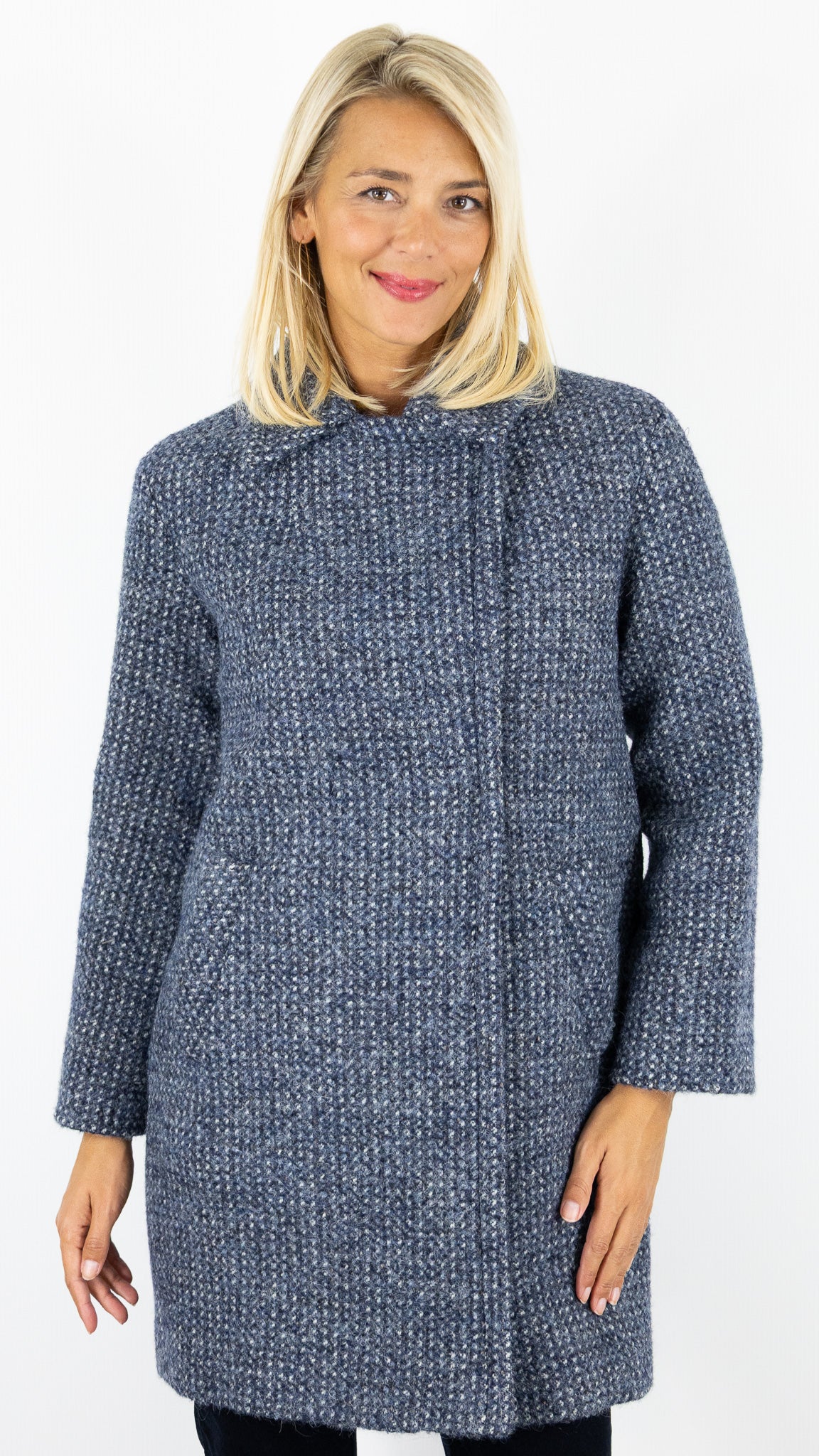 MANTEAU CROISE EN LAINE BLEU INDIGO GERARD DAREL MALIYA