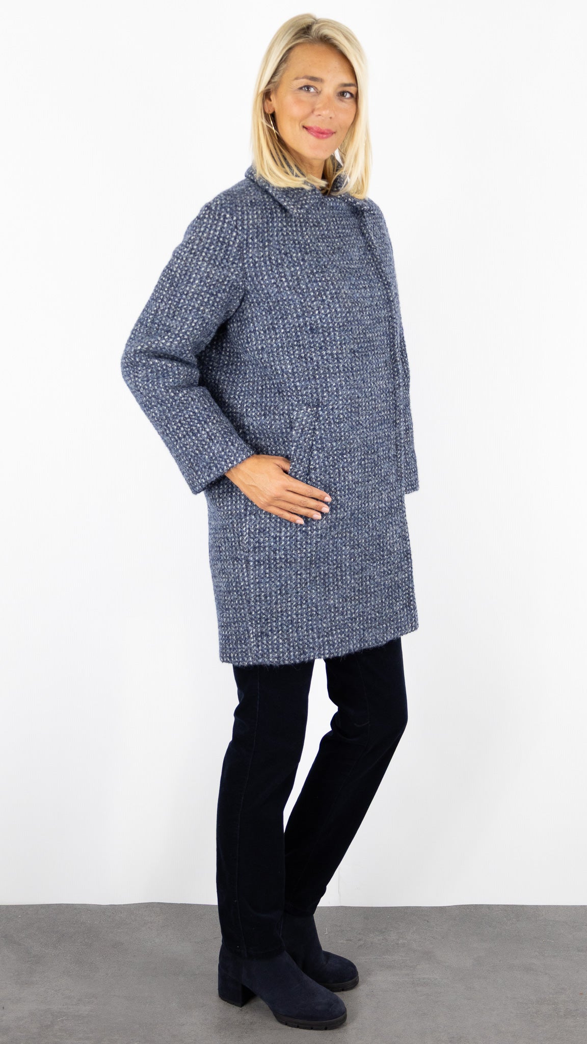 MANTEAU CROISE EN LAINE BLEU INDIGO GERARD DAREL MALIYA