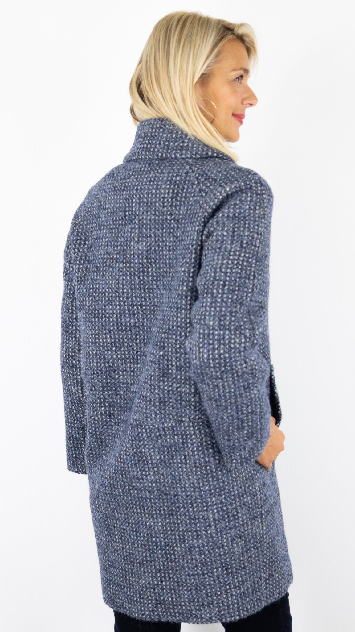 MANTEAU CROISE EN LAINE BLEU INDIGO GERARD DAREL MALIYA
