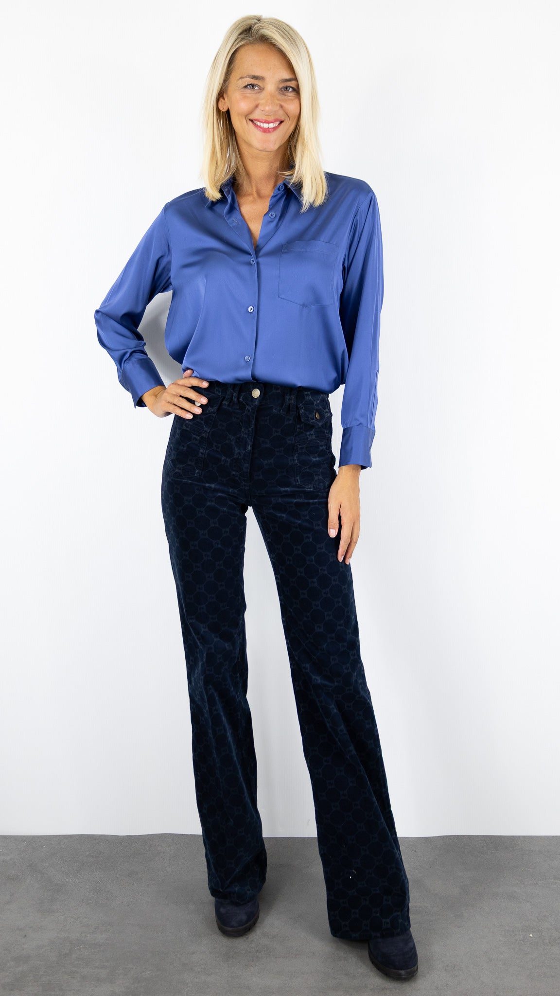 JEANS IMPRIME EN VELOURS MARINE FEMME  GERARD DAREL DCP01 C330#COLOR_20/MARINE