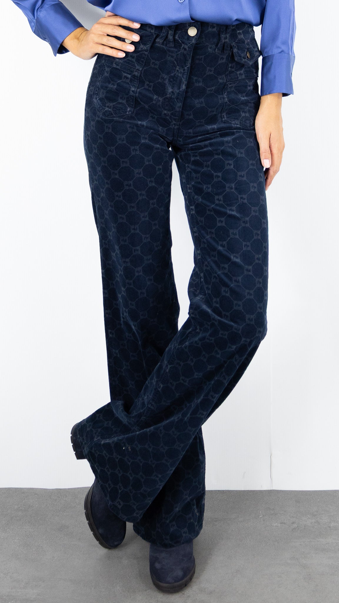 JEANS IMPRIME EN VELOURS MARINE FEMME  GERARD DAREL DCP01 C330#COLOR_20/MARINE