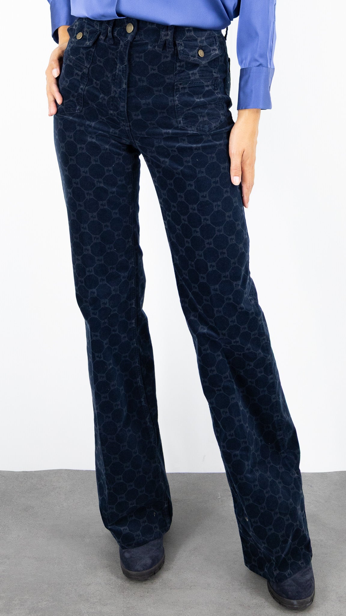 JEANS IMPRIME EN VELOURS MARINE FEMME  GERARD DAREL DCP01 C330#COLOR_20/MARINE