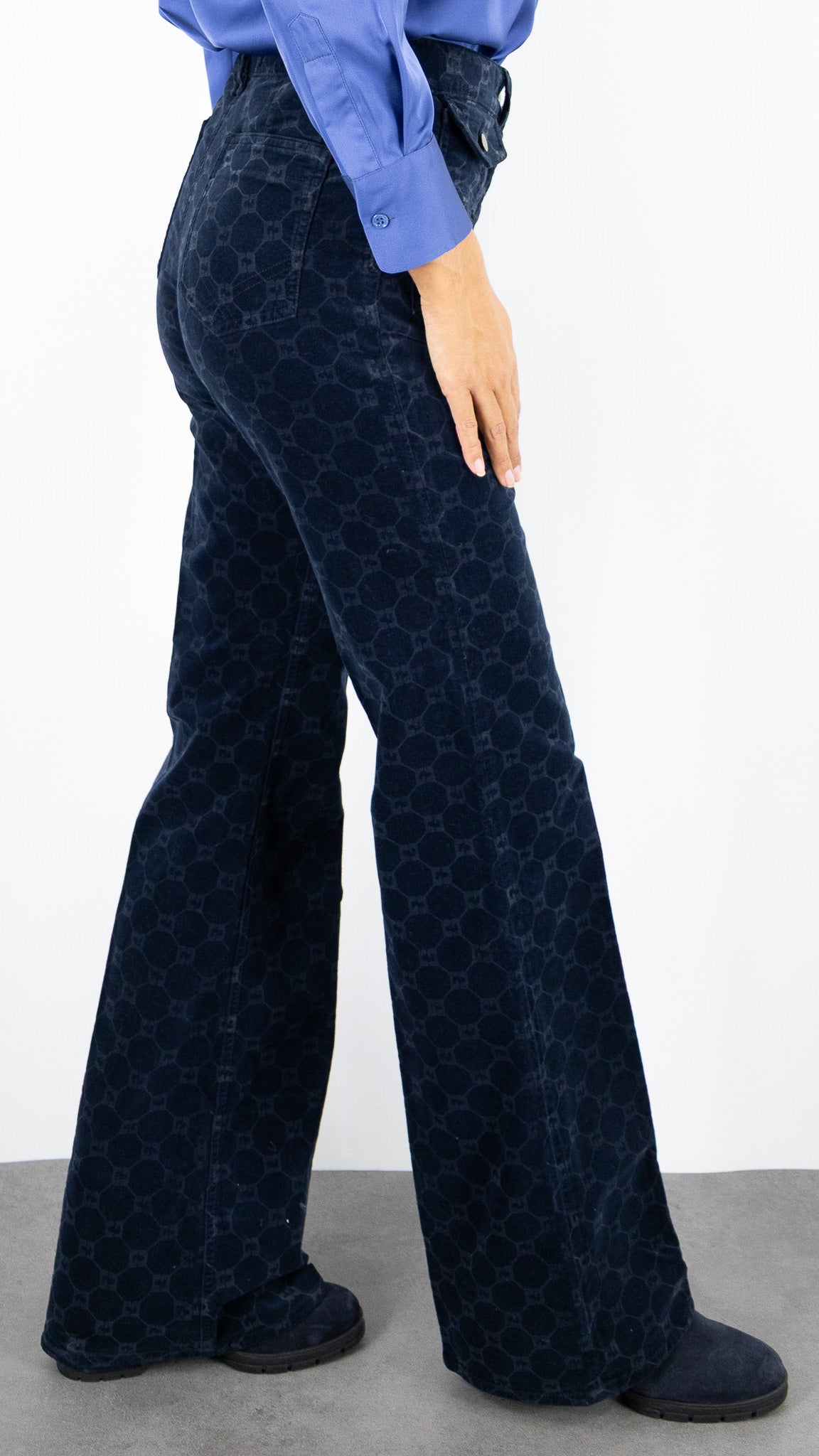 JEANS IMPRIME EN VELOURS MARINE FEMME  GERARD DAREL DCP01 C330#COLOR_20/MARINE