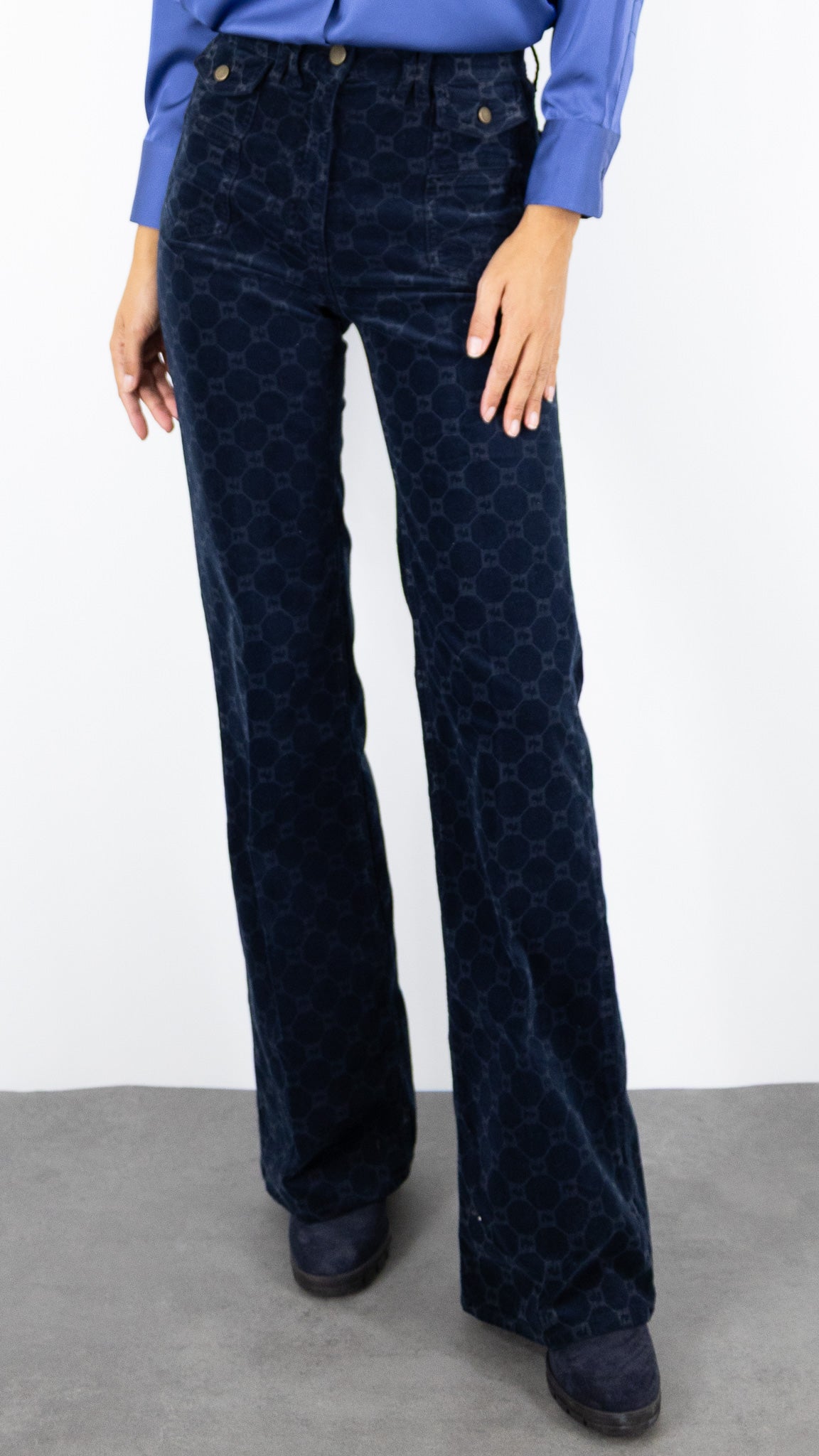 JEANS IMPRIME EN VELOURS MARINE FEMME  GERARD DAREL DCP01 C330#COLOR_20/MARINE