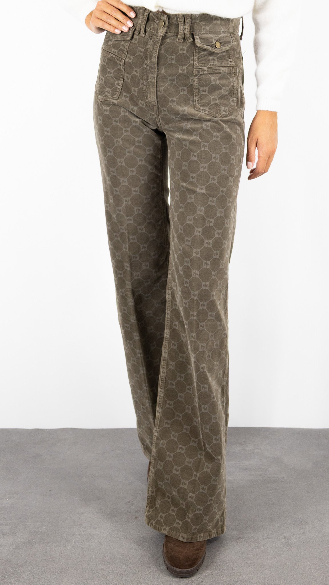 JEANS IMPRIME EN VELOURS KAKI TAUPE FEMME  GERARD DAREL DCP01 C330#COLOR_64/TAUPE