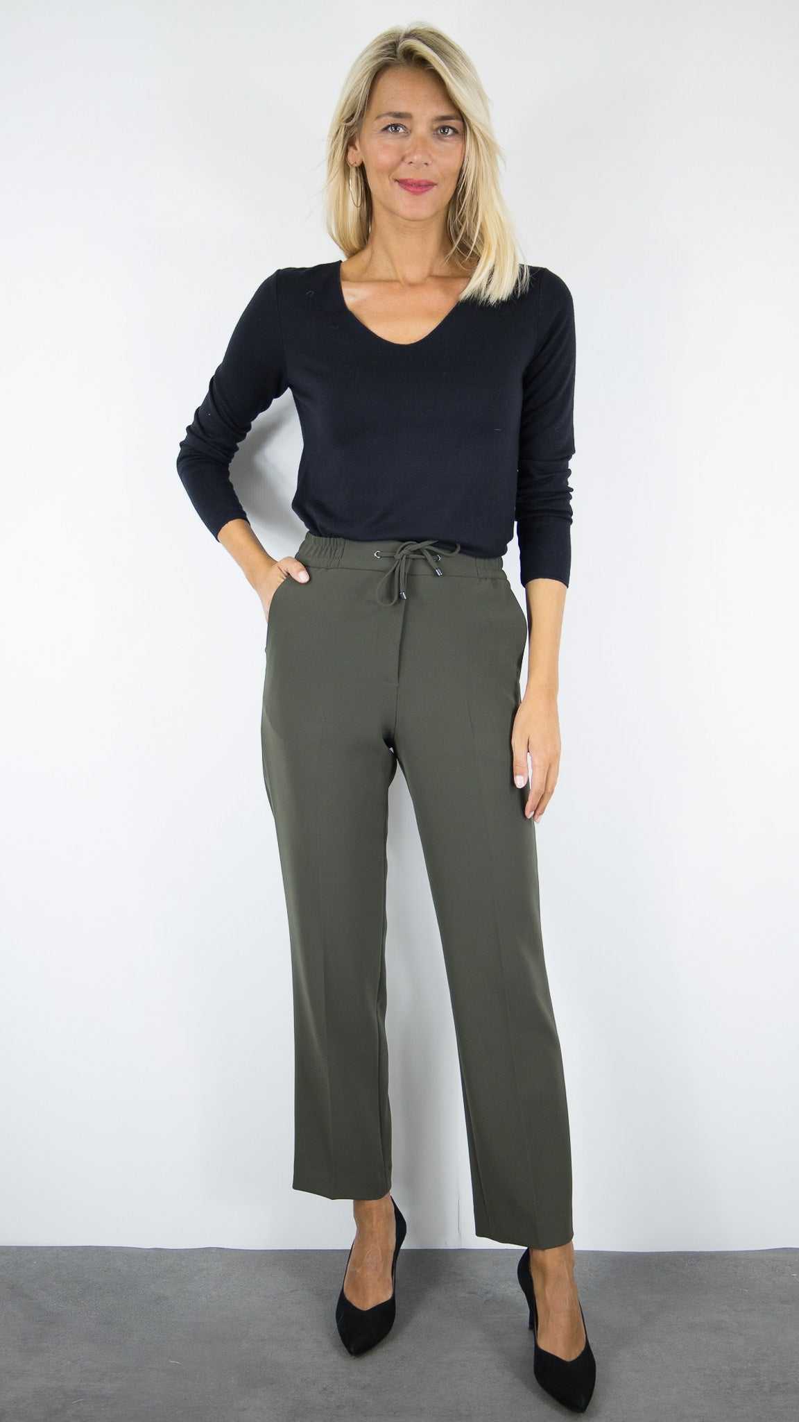 PANTALON DE VILLE DROIT TAILLE ELASTIQUE GERARD DAREL DCP16 C079#COLOR_50/KAKI