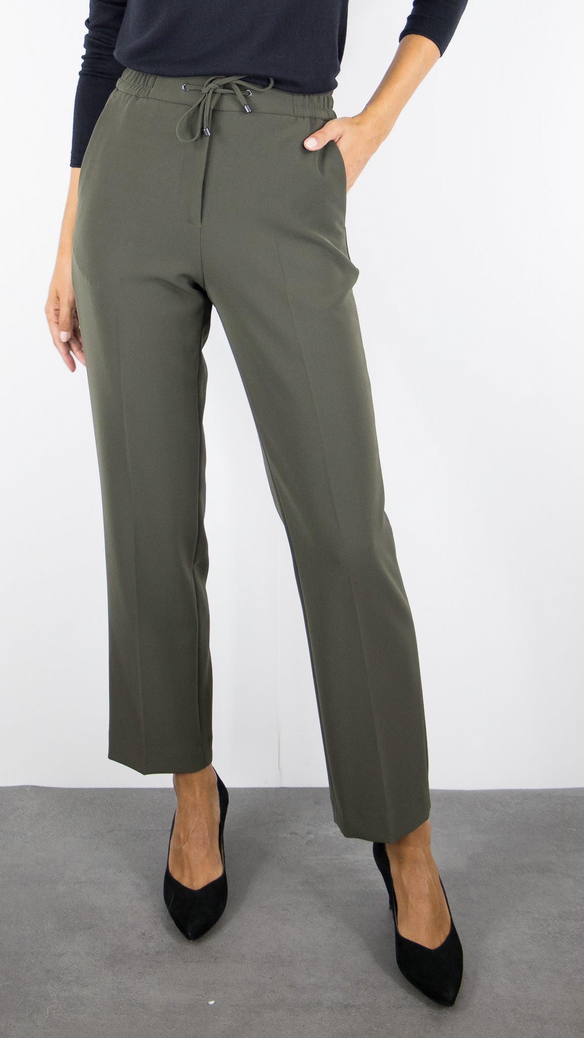 PANTALON DE VILLE DROIT TAILLE ELASTIQUE GERARD DAREL DCP16 C079#COLOR_50/KAKI