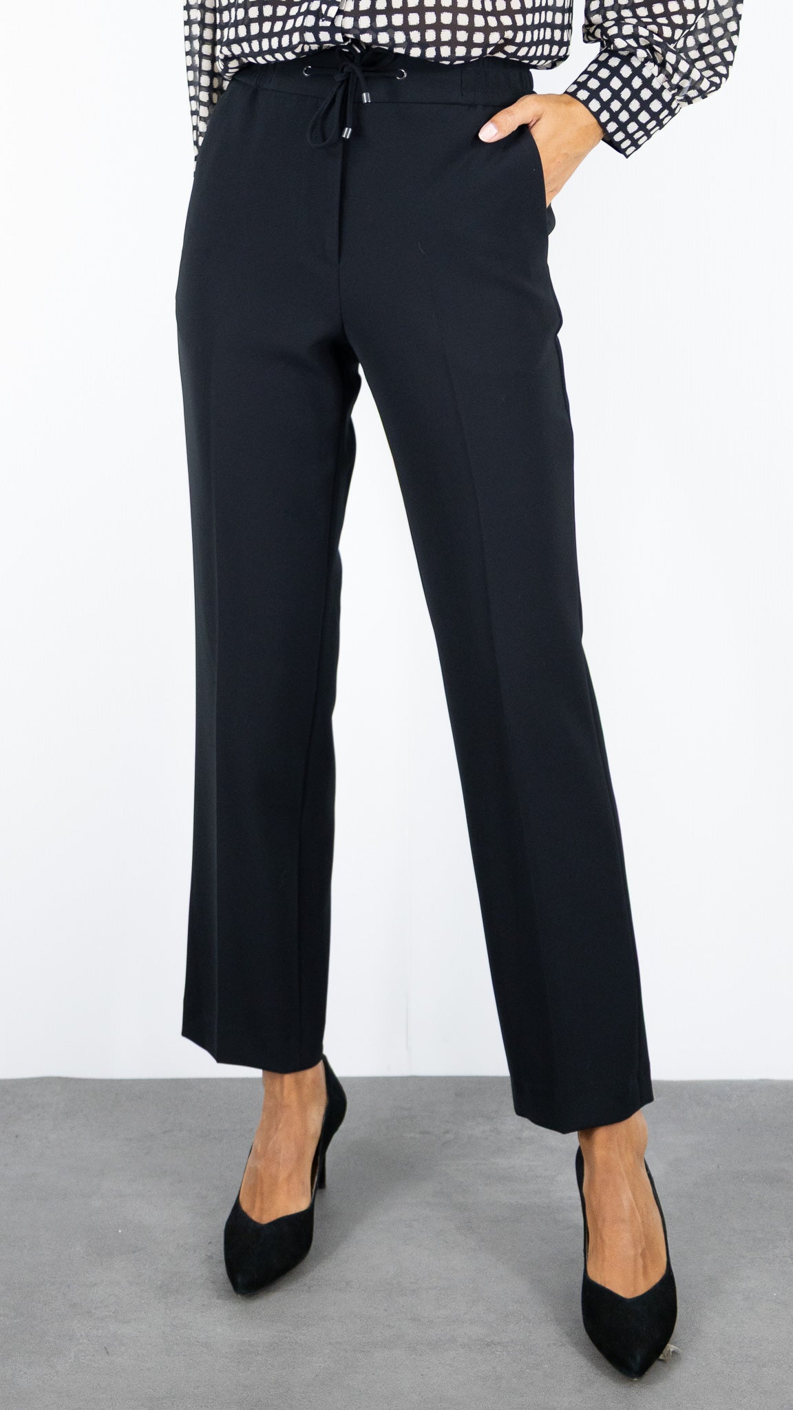 PANTALON DE VILLE DROIT TAILLE ELASTIQUE GERARD DAREL DCP16 C079#COLOR_91/NOIR