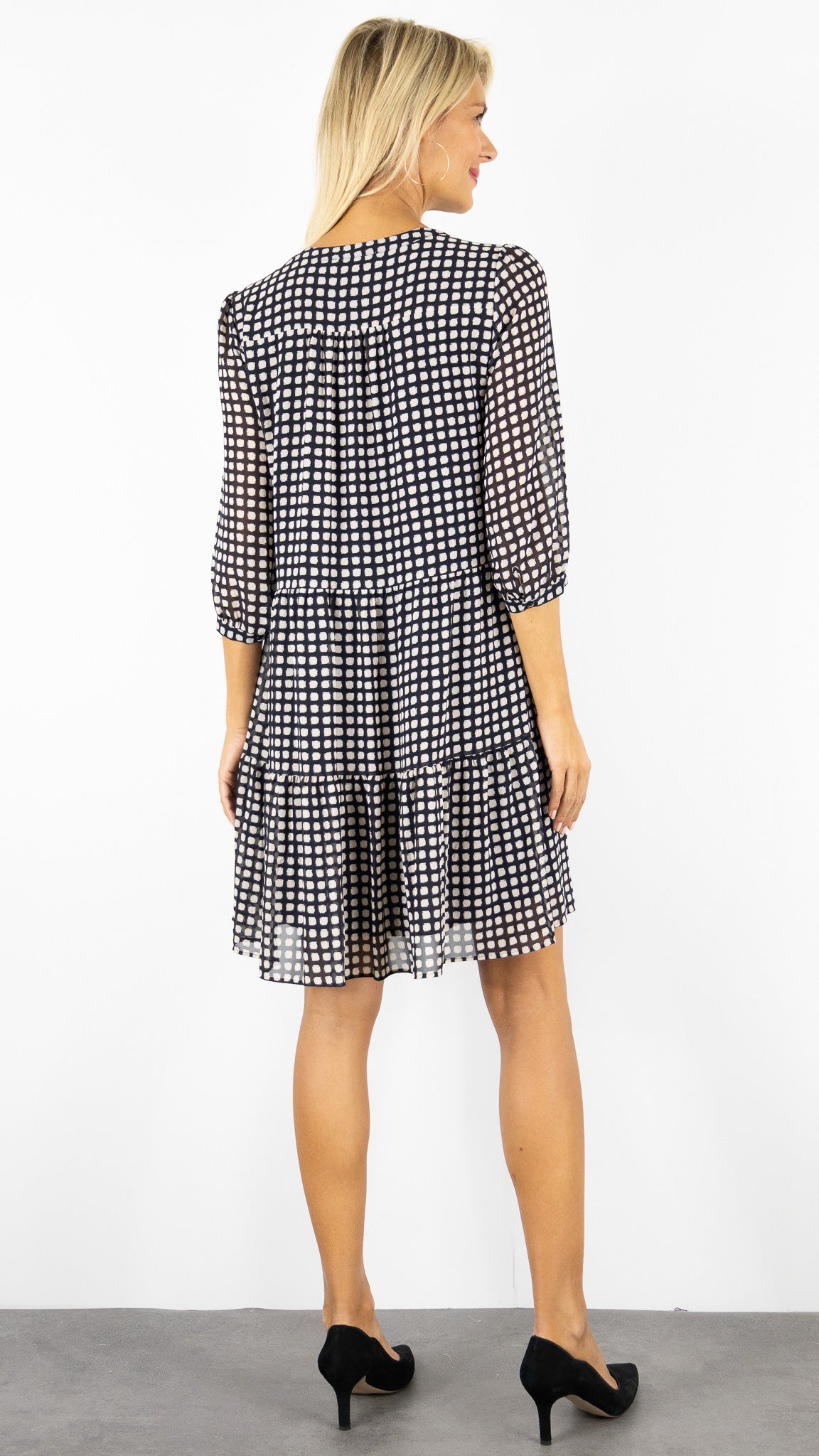 ROBE IMPRIMEE VOLANTEE NOIR ECRU FEMME GERARD DAREL LYNE DCR20 C191