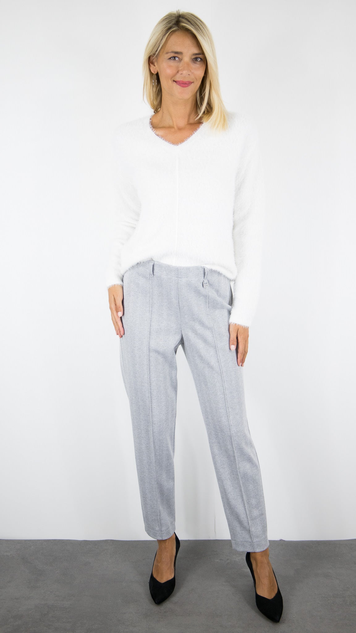 PANTALON A CHEVRONS GRIS CLAIR POUR FEMME PANTALON DE VILLE  BIANCA DENVER 60023