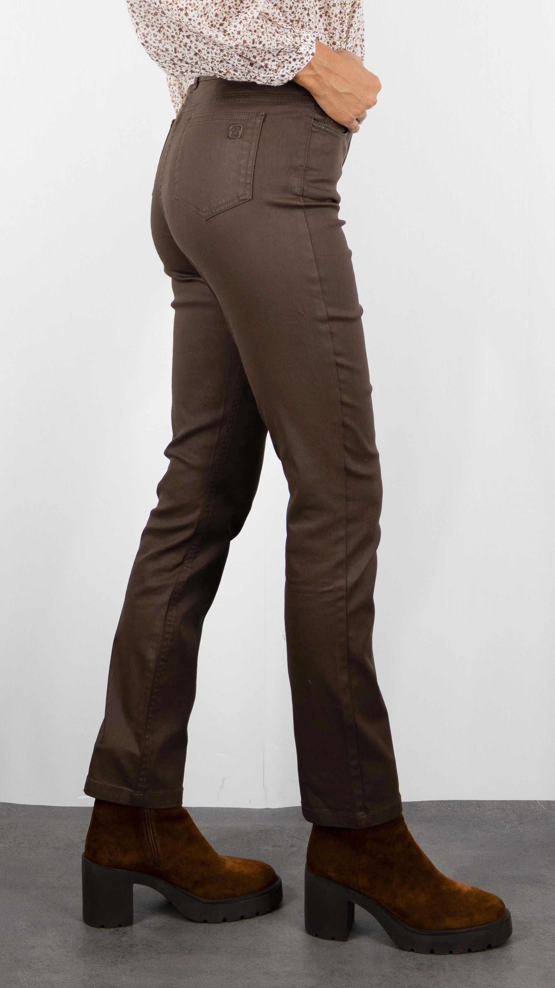 JEANS DROIT ENDUIT POUR FEMME GERARD DAREL ILDA 63 CHOCO