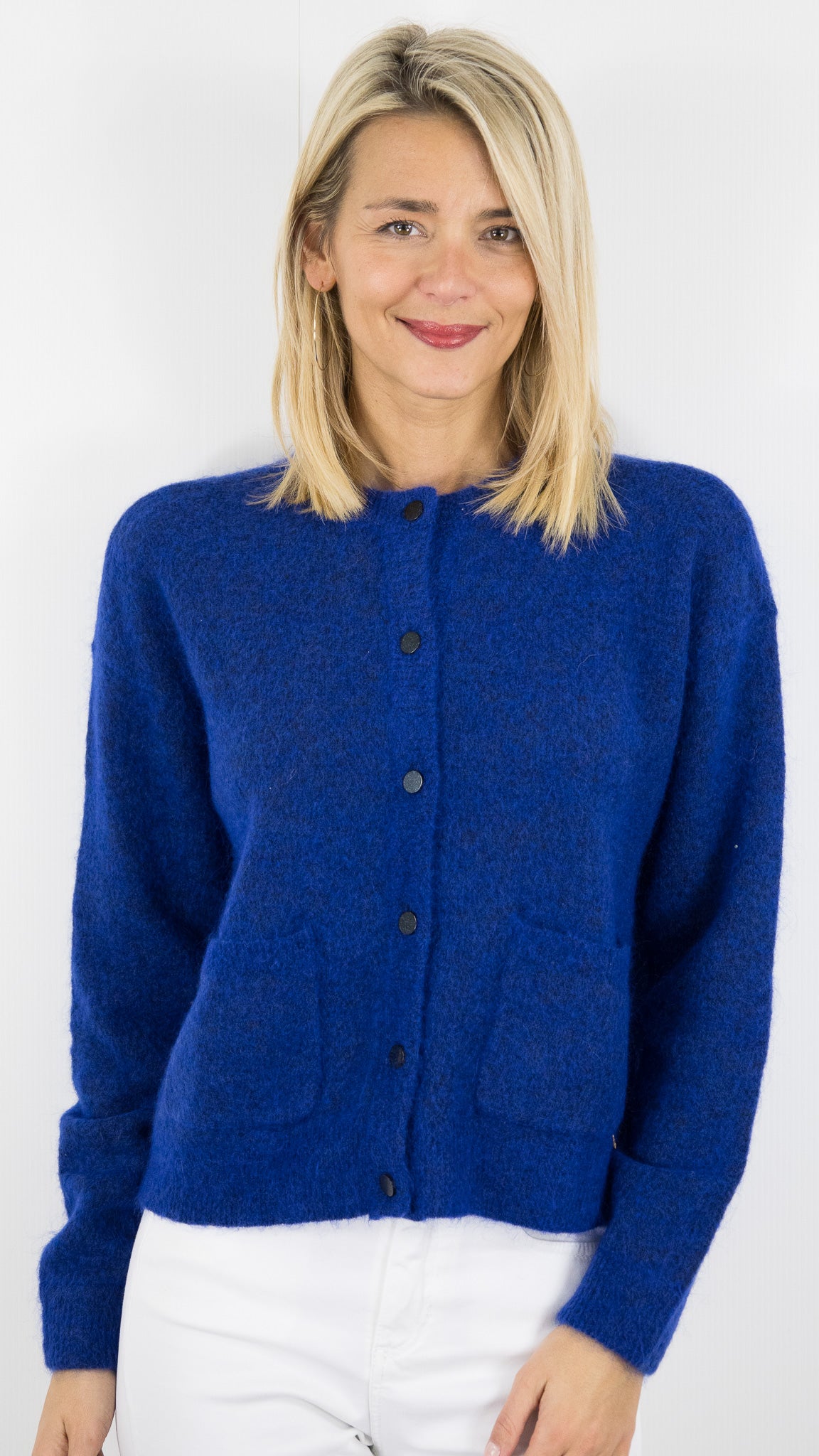 CARDIGAN EN MOHAIR POUR FEMME DES PETITS HAUTS DOBILOU#COLOR_INDIGO/ELECTRIQUE