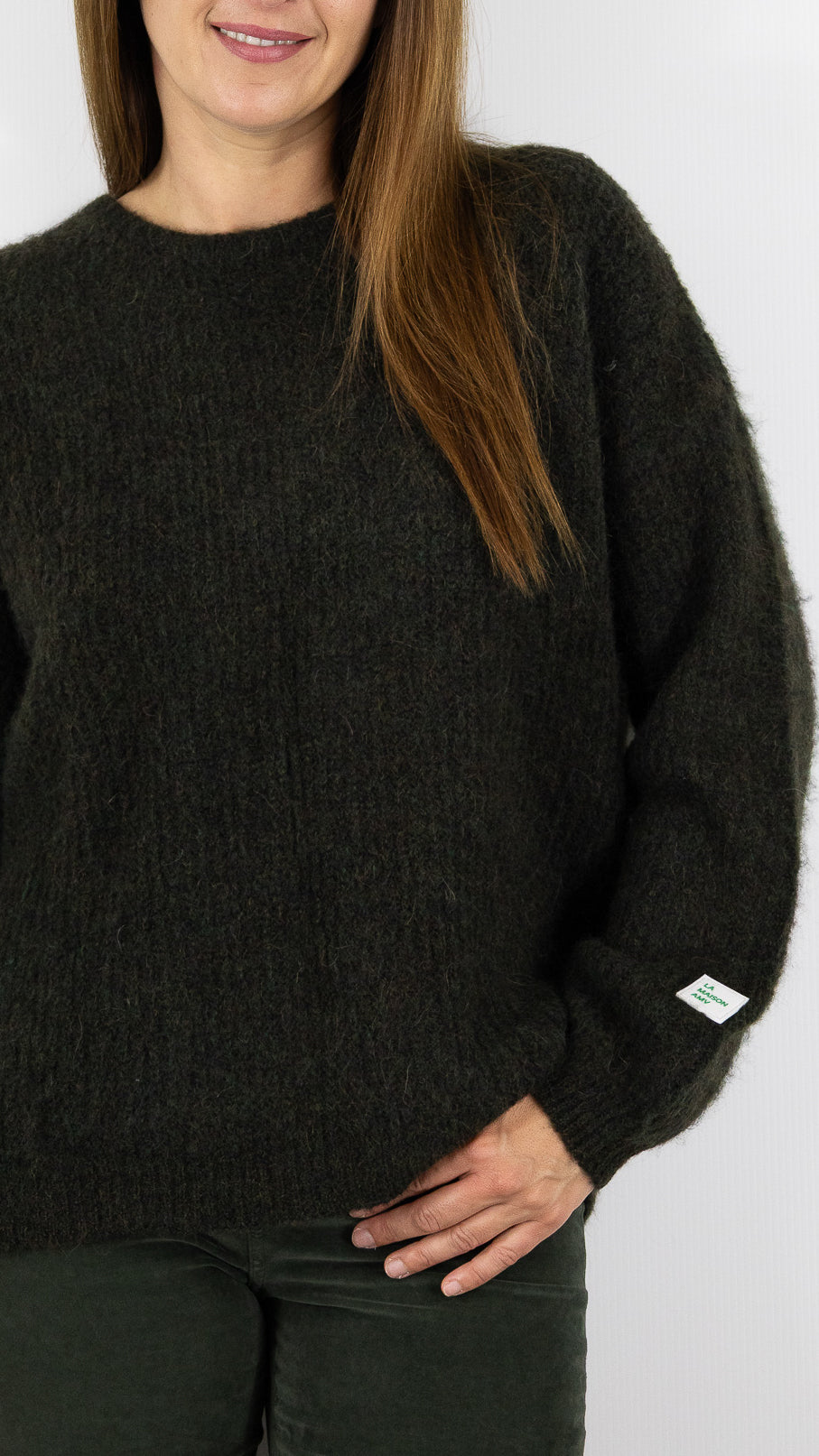 PULL AMPLE COL ROND EN ALPAGA EPICEA VERT AMERICAN VINTAGE EAST