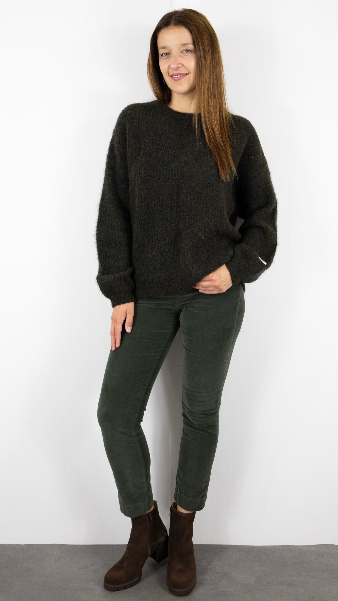 PULL AMPLE COL ROND EN ALPAGA EPICEA VERT AMERICAN VINTAGE EAST