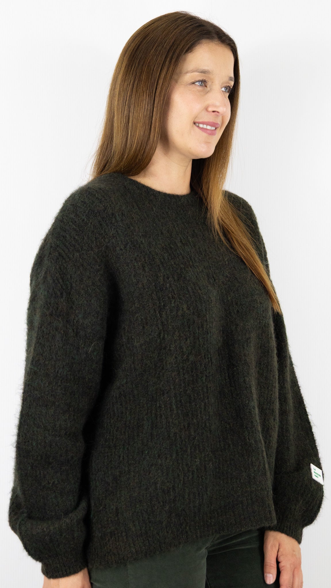 PULL AMPLE COL ROND EN ALPAGA EPICEA VERT AMERICAN VINTAGE EAST