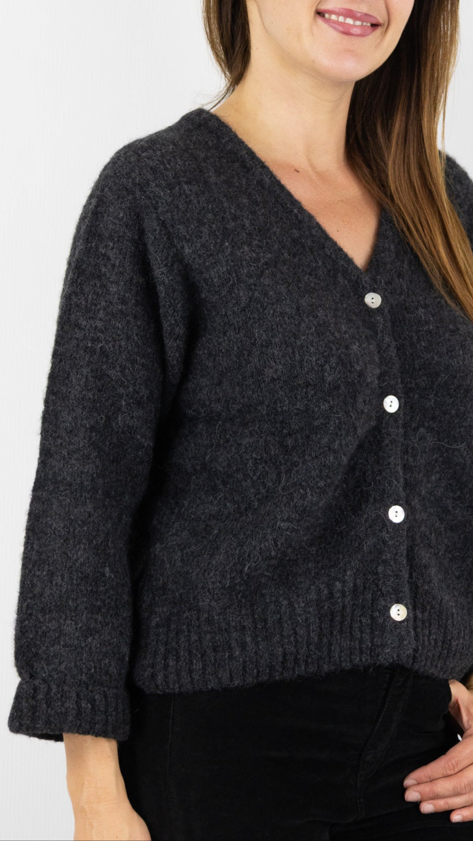 GILET EN ALPAGA GRIS ANTHRACITE AMERICAN VINTAGE EAST19G