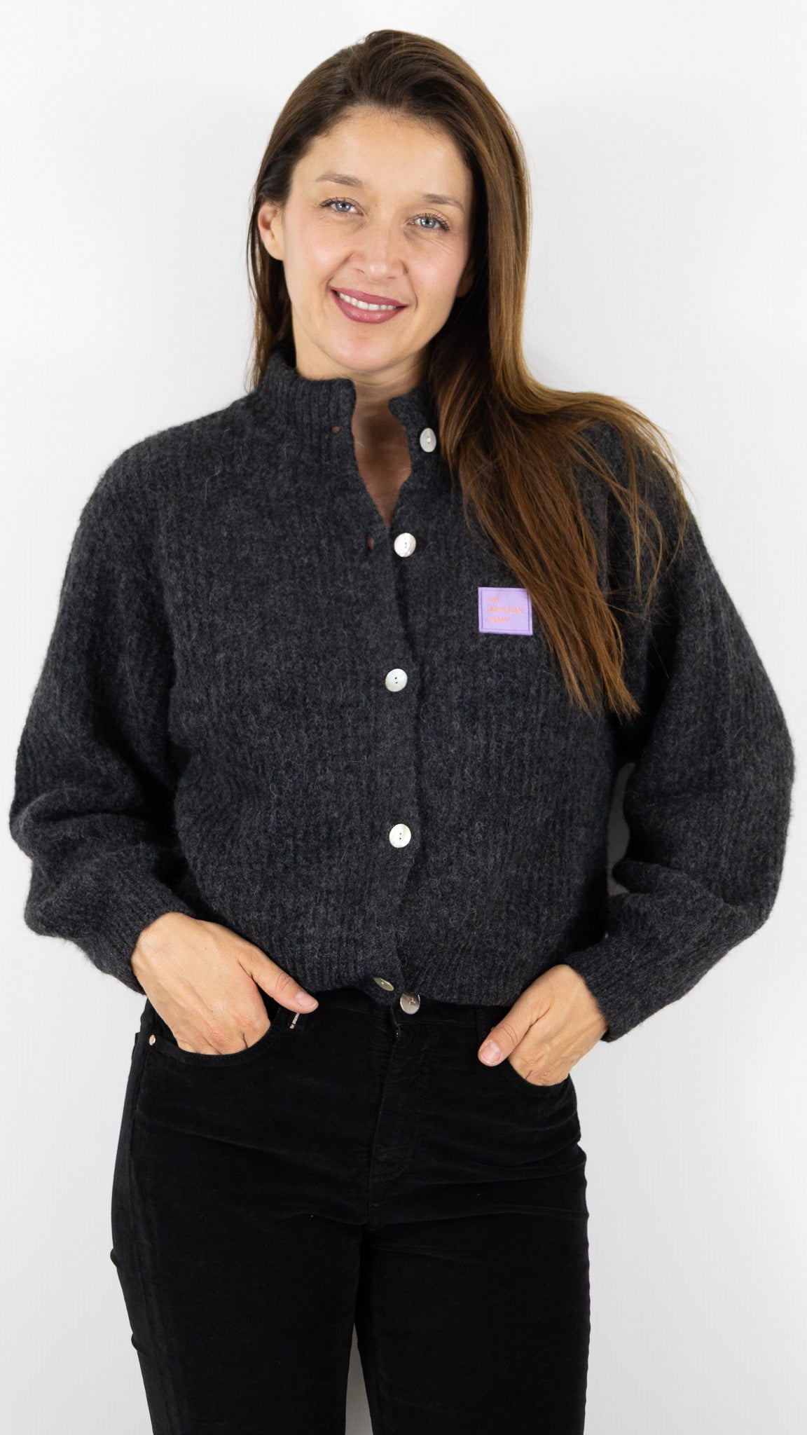 GILET COL MONTANT ANTRACITE AMERICAN VINTAGE EAST