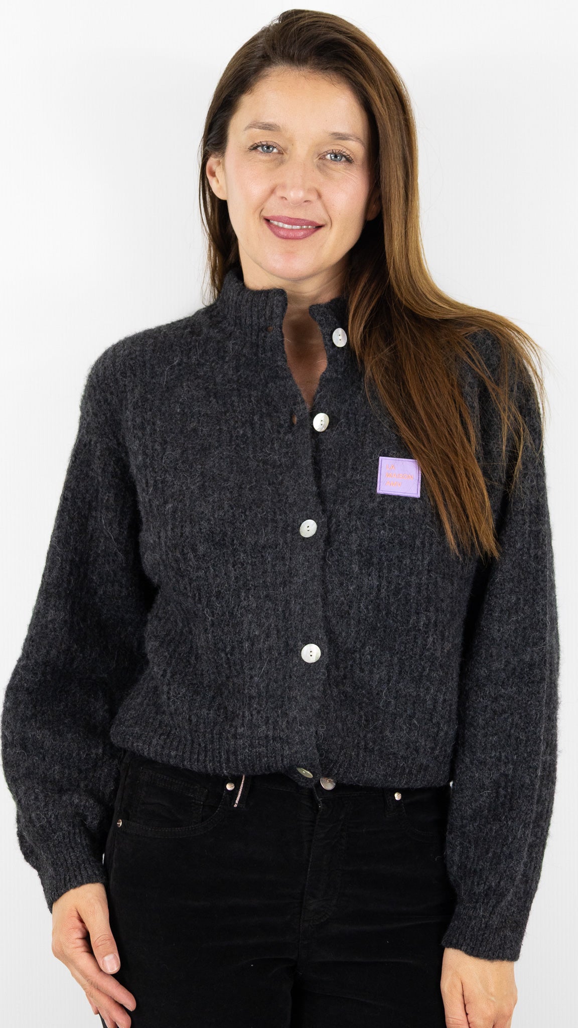 GILET COL MONTANT ANTRACITE AMERICAN VINTAGE EAST