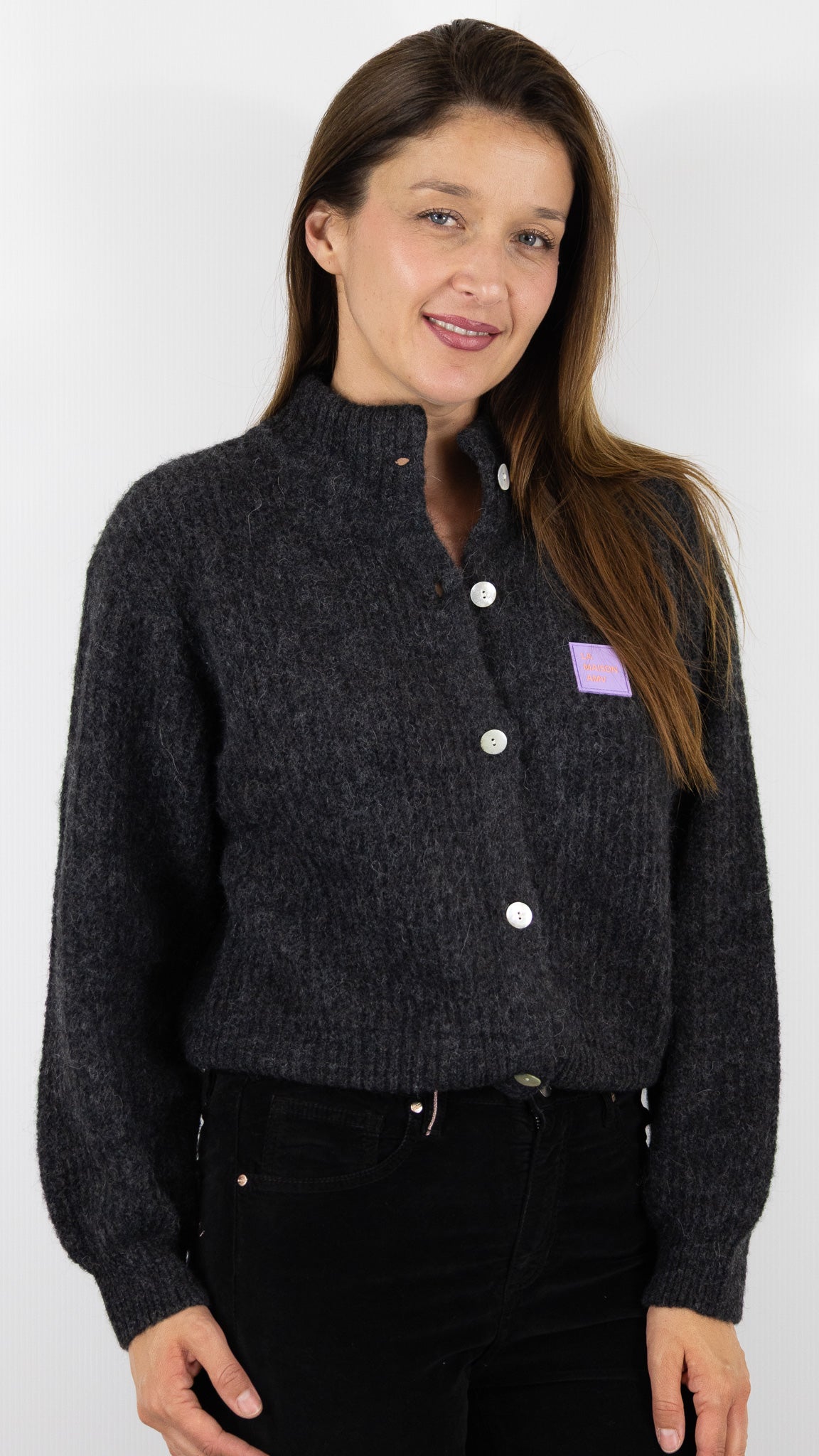 GILET COL MONTANT ANTRACITE AMERICAN VINTAGE EAST