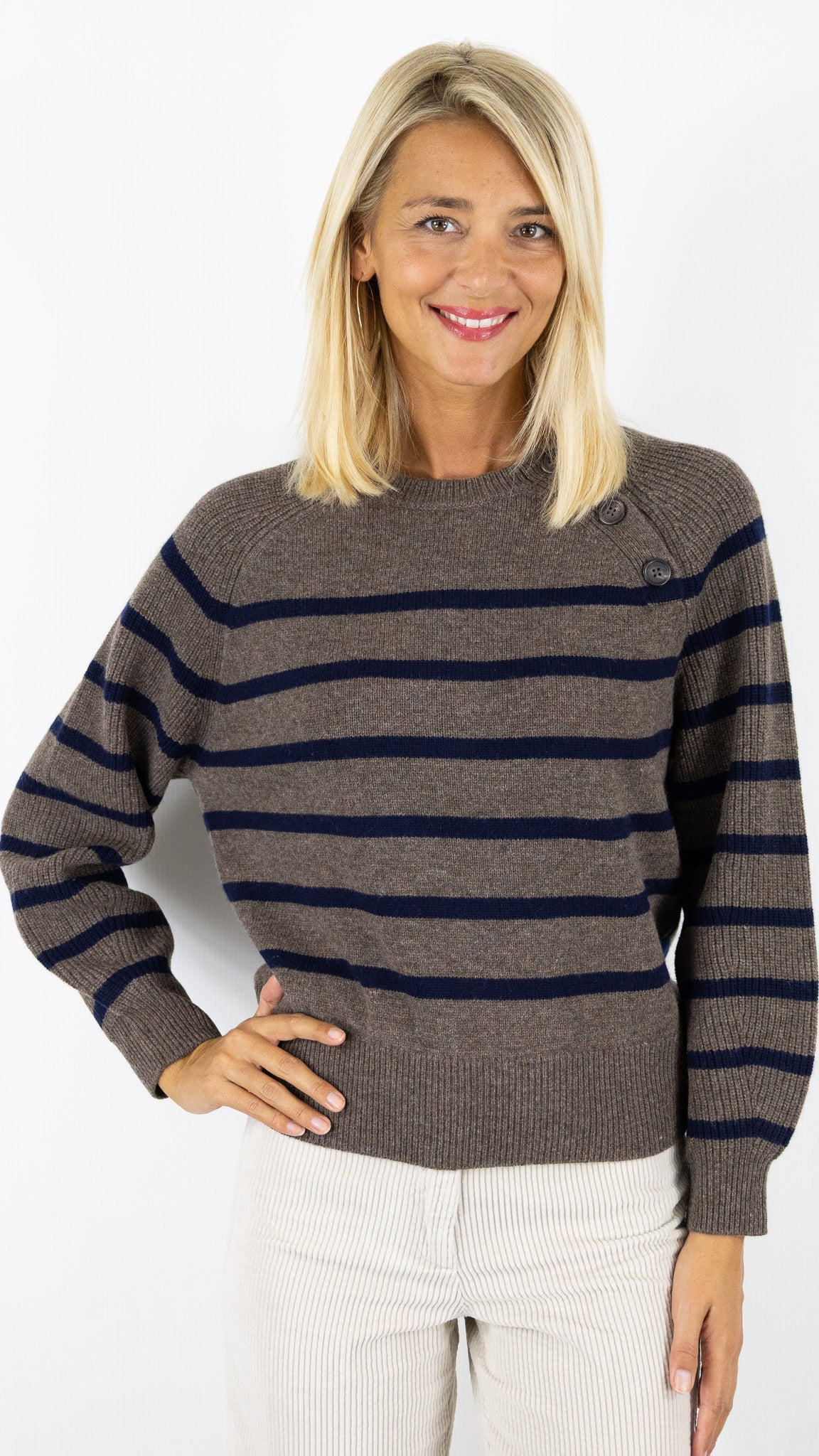 PULL MARINIERE CHOCO MARINE EN LAINE MERINOS POUR FEMME  GERARD DAREL EDITH