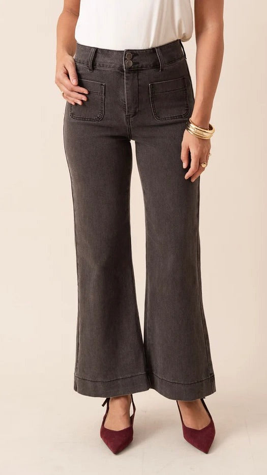 JEANS FLARE POUR FEMME EN COTON ELENETTE ORAIJE GRIS 