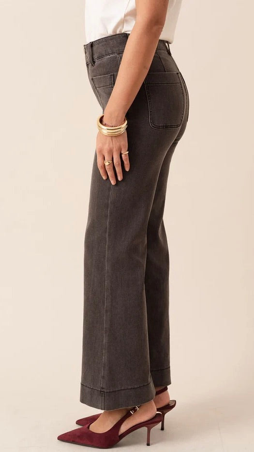 JEANS FLARE POUR FEMME EN COTON ELENETTE ORAIJE GRIS 