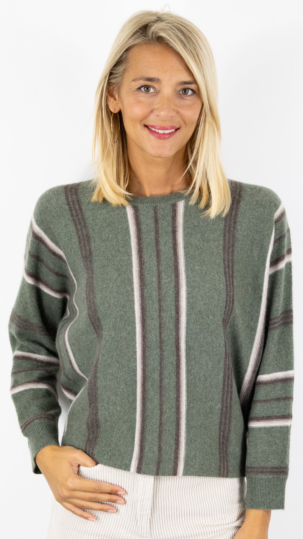 PULL RAYE EN CACHEMIRE POUR FEMME KAKI MARRON BEIGE GERARD DAREL ELISE
