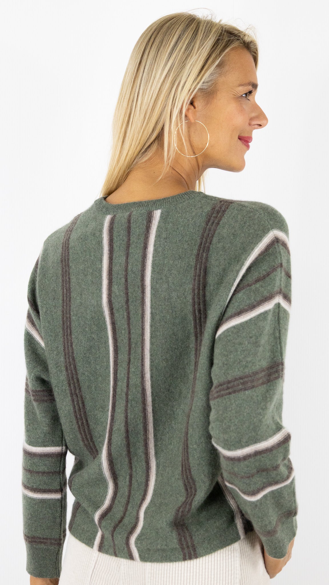 PULL RAYE EN CACHEMIRE POUR FEMME KAKI MARRON BEIGE GERARD DAREL ELISE