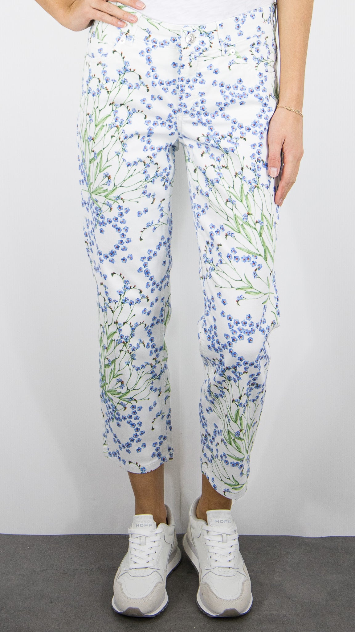 PANTALON FLEURI IMPRIME BLEU 7/8 POUR FEMME TONI 15-07/1306-3 ELLA 