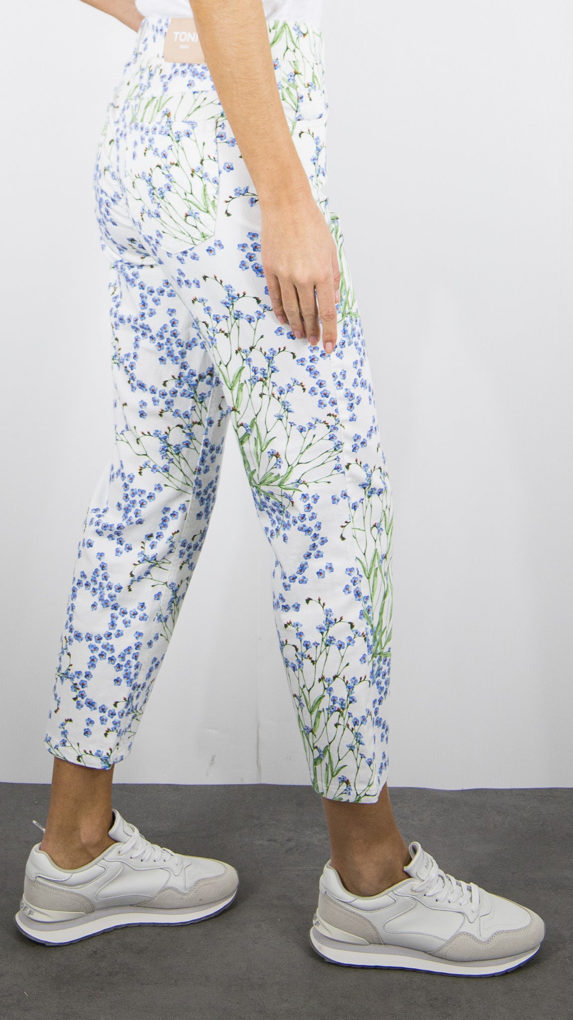 PANTALON FLEURI IMPRIME BLEU 7/8 POUR FEMME TONI 15-07/1306-3 ELLA 