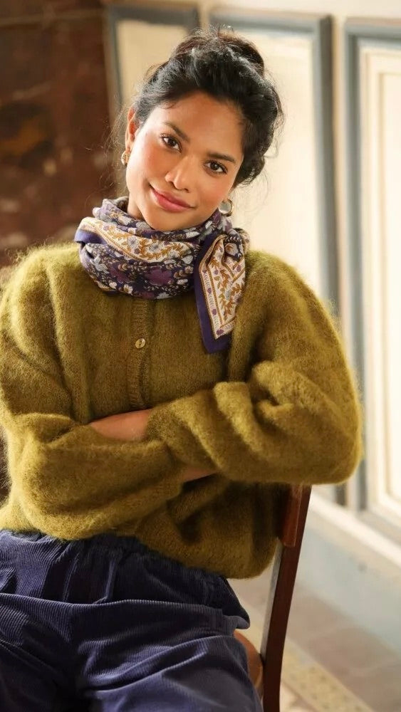 FOULARD IMPRIME FLEURI 100% COTON BELLEMME ELLIS#COLOR_CASSIS