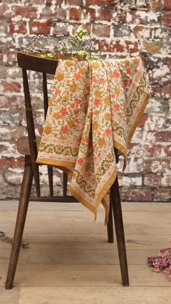 FOULARD IMPRIME FLEURI 100% COTON BELLEMME ELLIS#COLOR_OCRE