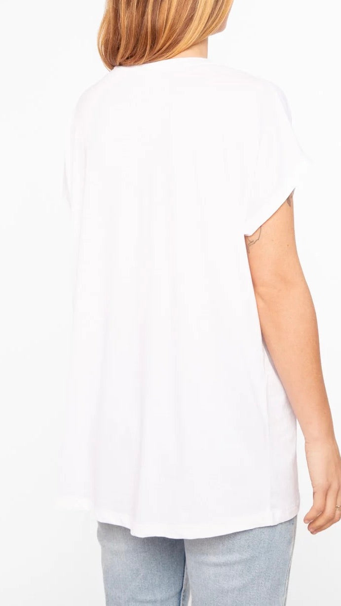 TEE-SHIRT V EN COTON PIMA ANONYM EMI BLANC