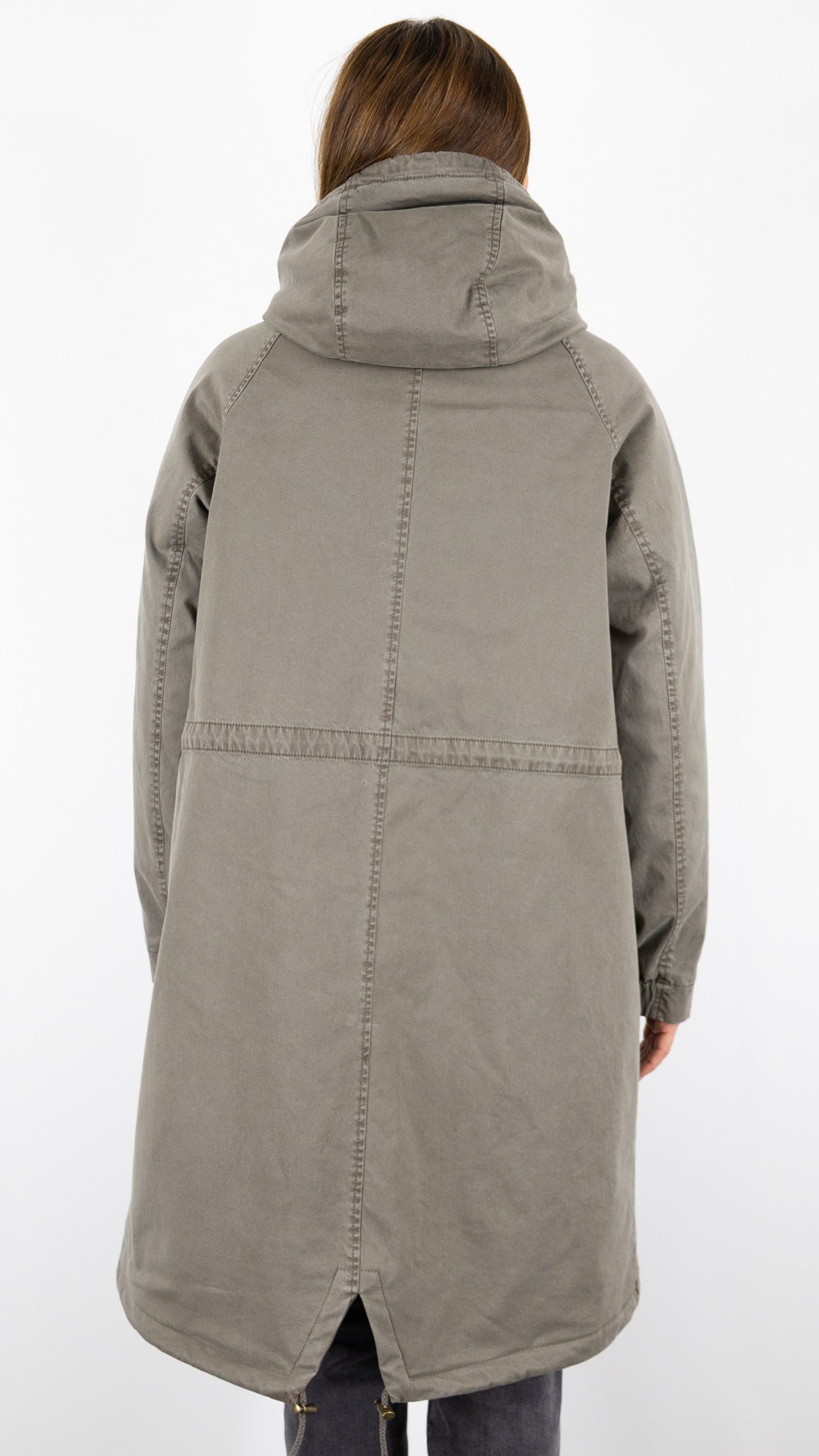 PARKA LONGUE AVEC CAPUCHE FAUSSE FOURRURE POUR FEMME BLONDE N°8 EMMA M DARK TAUPE