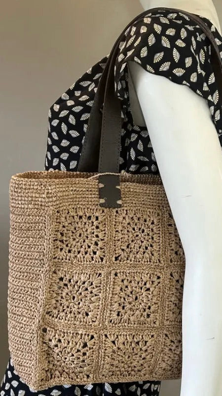 SAC PORTE EPAULE EN RAPHIA ET ANSES EN CUIR#COLOR_NATUREL